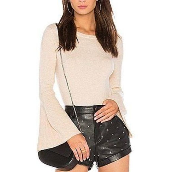 Alice + Olivia Sweaters - alice + oliva Nude Bell Sleeve Cropped Sweater